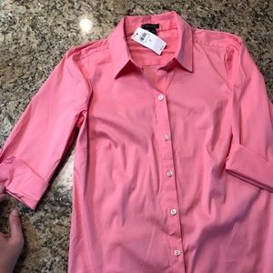 Ann Taylor Coral/Salmon Pink Button Up